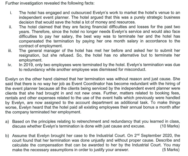 Question 1 Evelyn was hired as an Event