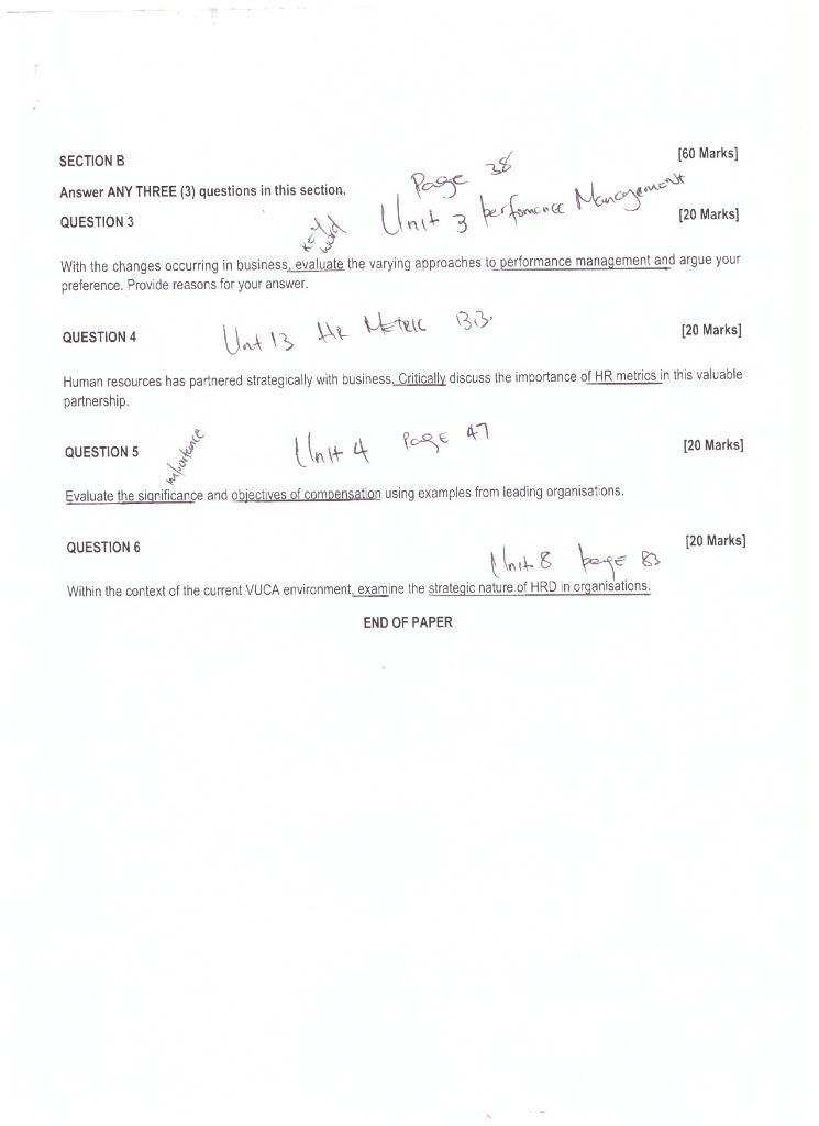 SECTION B [60 Marks) Answer ANY THREE (3)