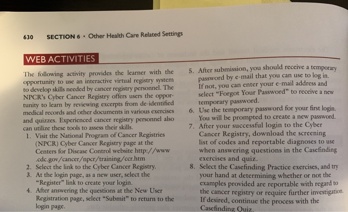 630 SECTION 6. Other Health Care Related Settings