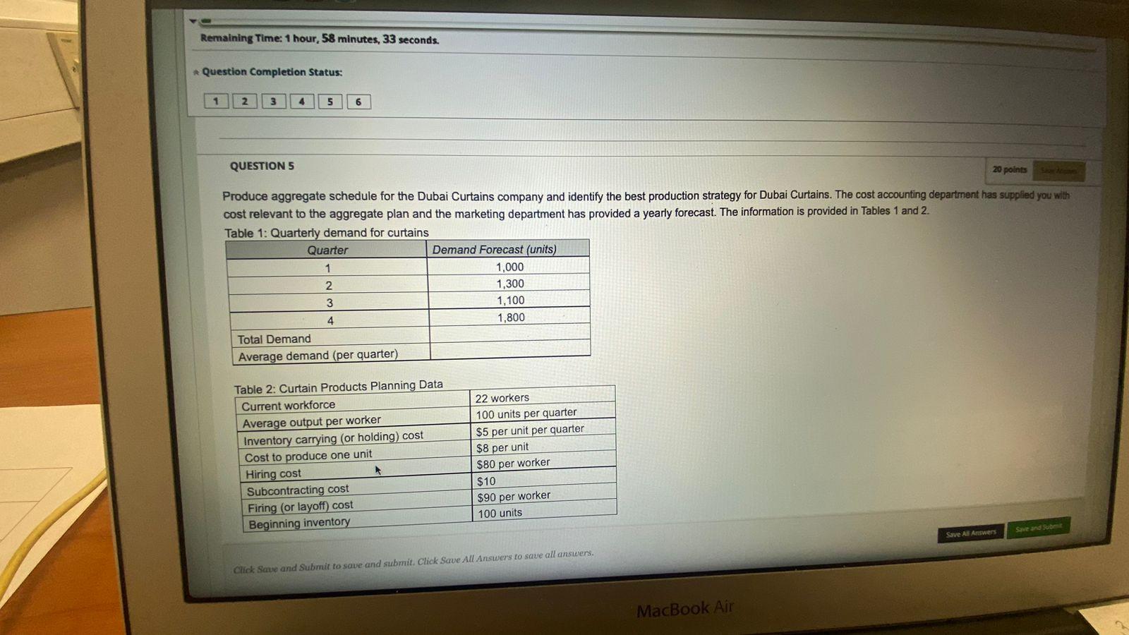 Produce aggregate schedule for the Dubai Curtains