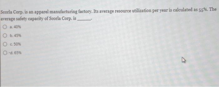 Scorla Corp. is an apparel manufacturing factory.