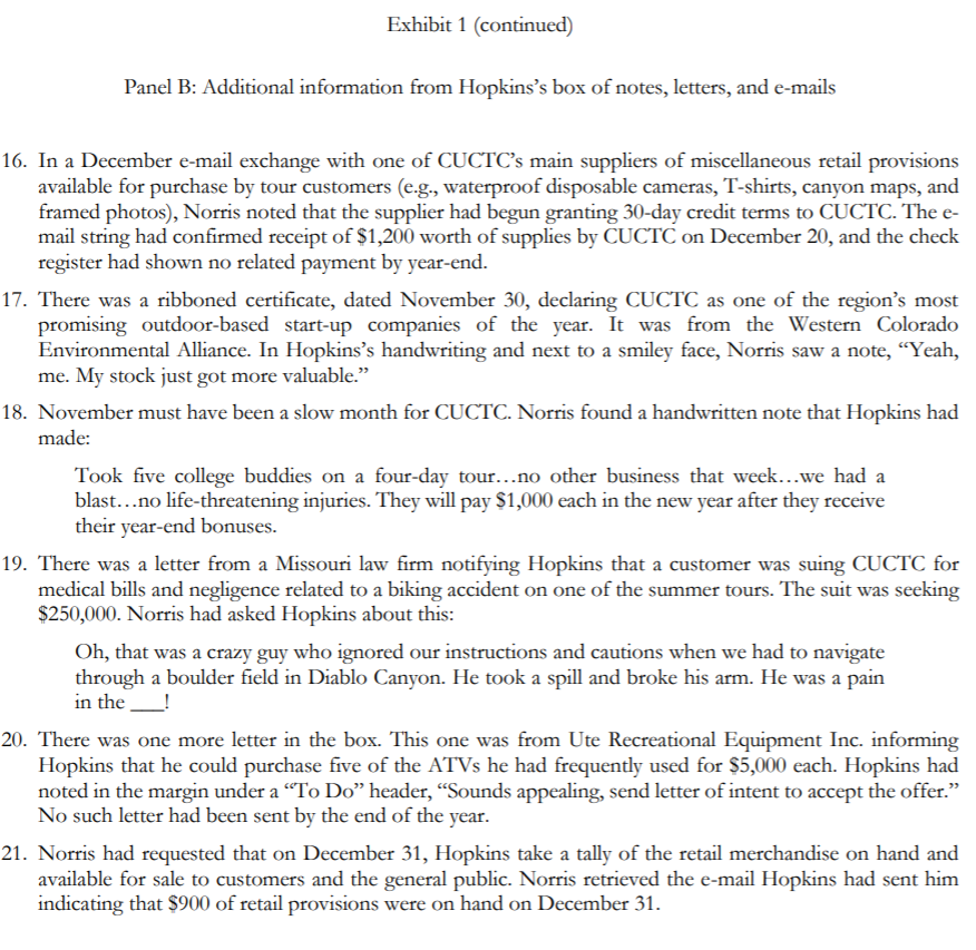 CONTINUATION Required 1. Using the information