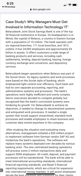 6:25 WhatsApp docs.google.com Case Study1: Why