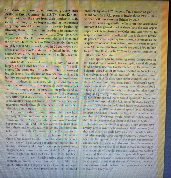 please answer case questions Aldi started as a