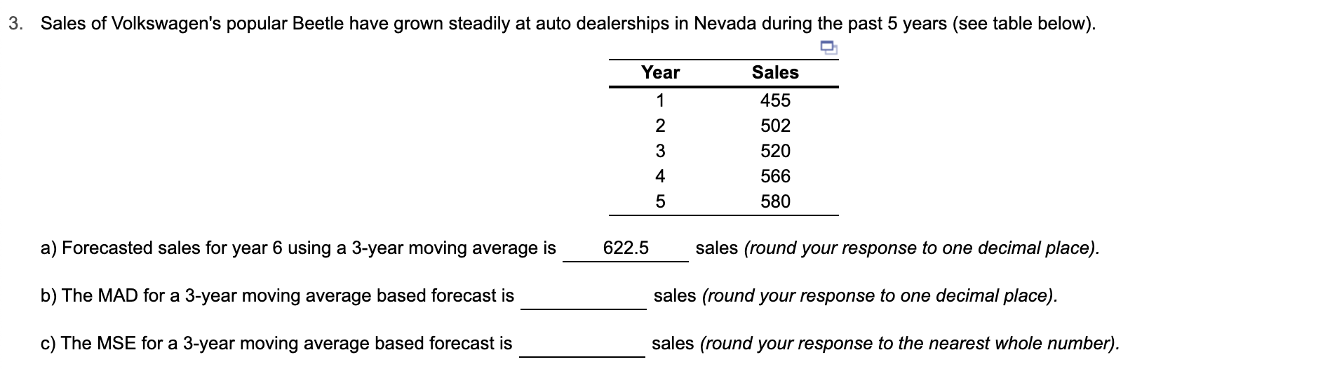 3. Sales of Volkswagen's popular Beetle have