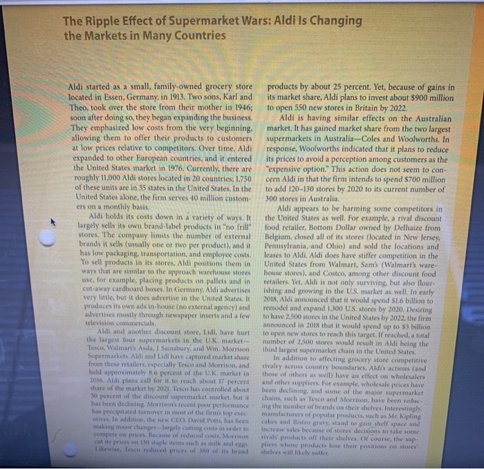 please answer case questions Aldi started as a