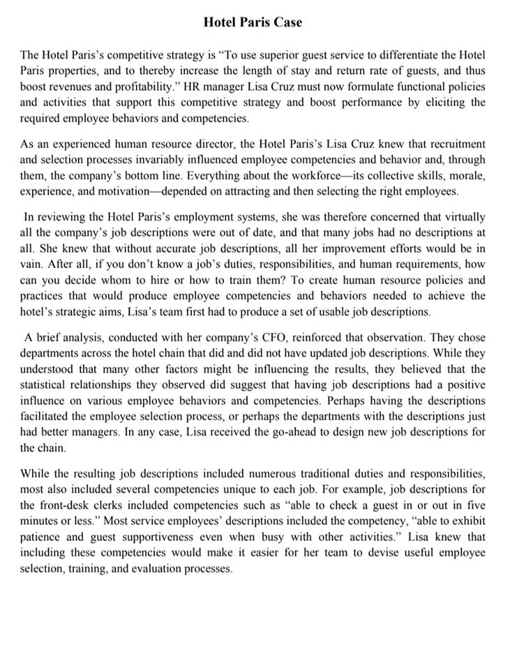 Questions: Imagine a new strategic aim for Hotel