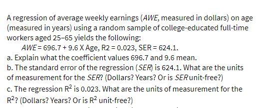 A regression of average weekly earnings (AWE,