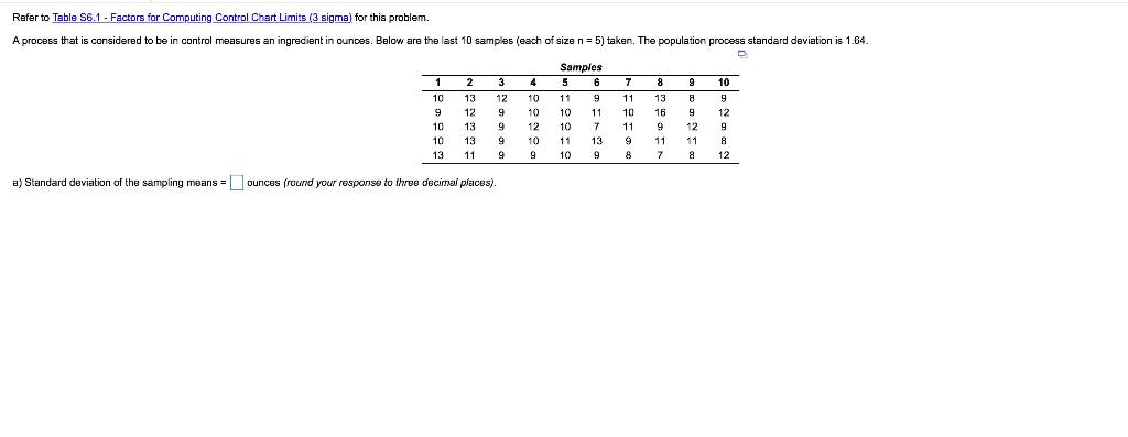Standard deviation of the sampling means =