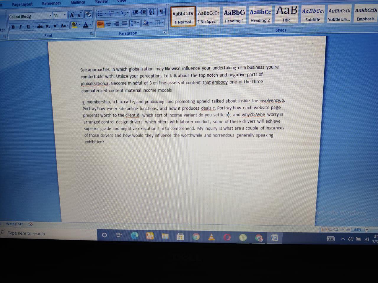 Mailings at References Review Page Layout ESTE 2