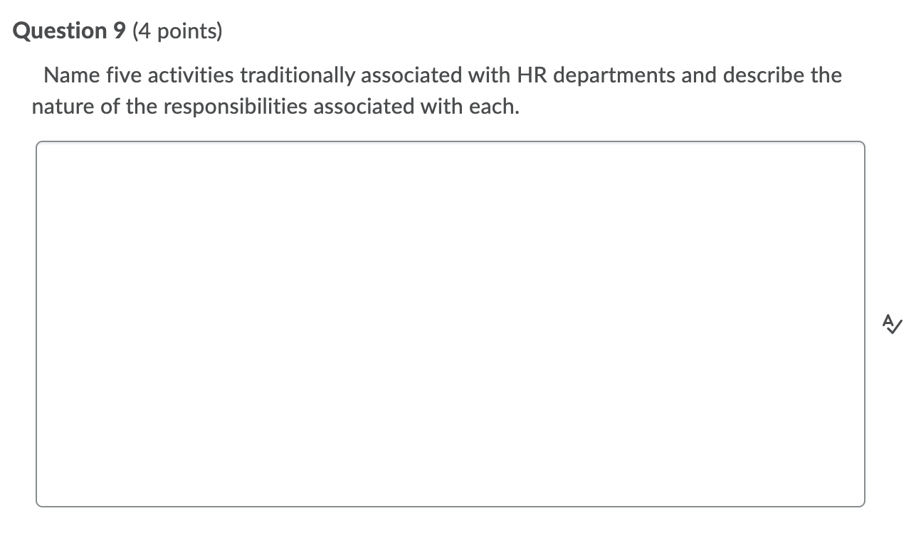 Question 9 (4 points) Name five activities