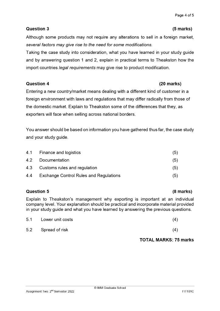 Question 3 (5 marks) Although some products may