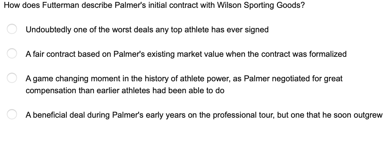 ow does Futterman describe Palmer's initial