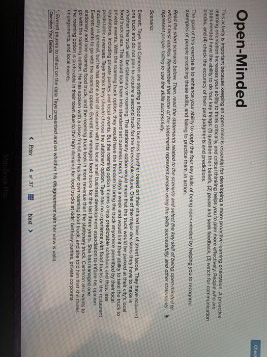 Check Open-Minded This activity is important