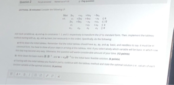 Question 2 ted n a question Point 30 minutes