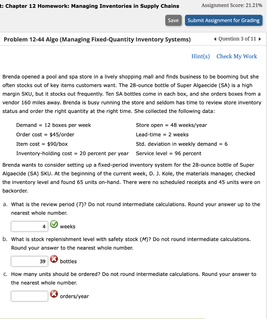 t: Chapter 12 Homework: Managing Inventories in