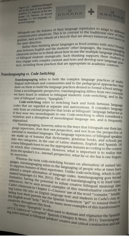 Question: Define the translanguage corriente,