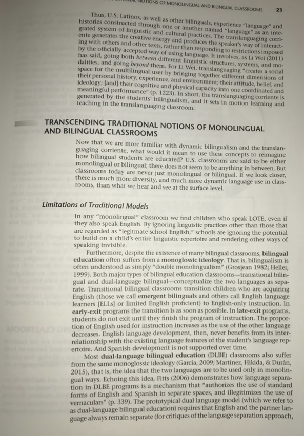 Question: Define the translanguage corriente,