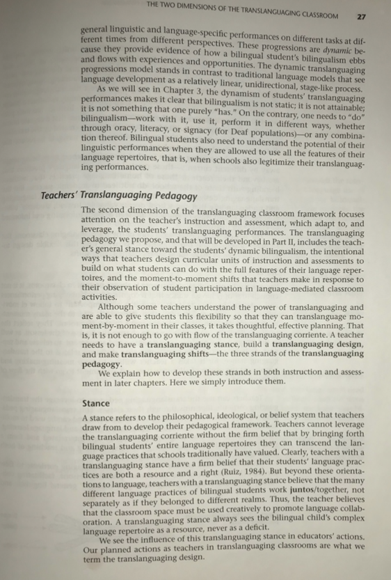 Question: Define the translanguage corriente,
