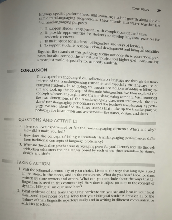 Question: Define the translanguage corriente,