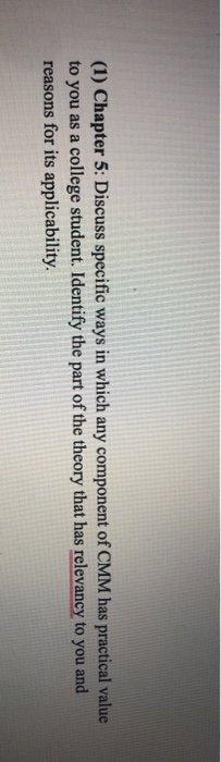 (1) Chapter 5: Discuss specific ways in which any