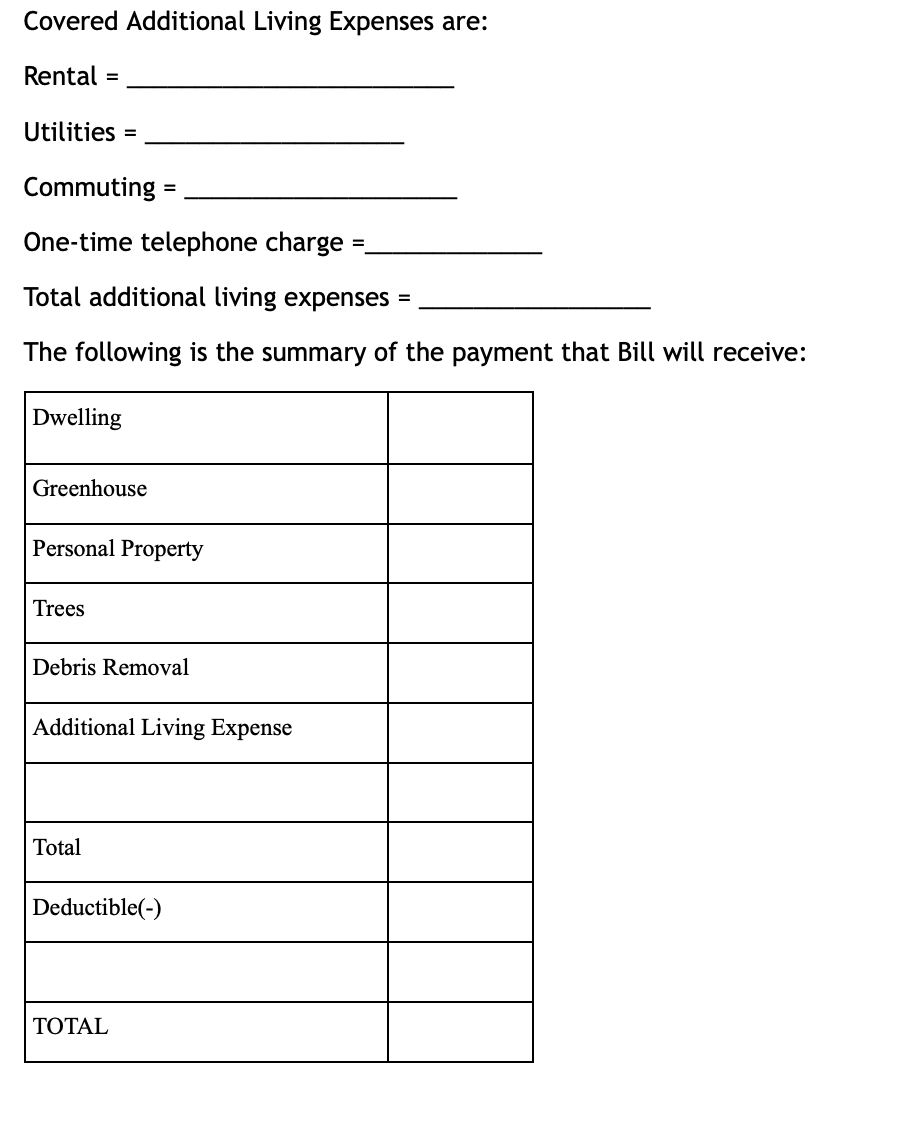 1. Bill has a homeowners policy with form HO-3.