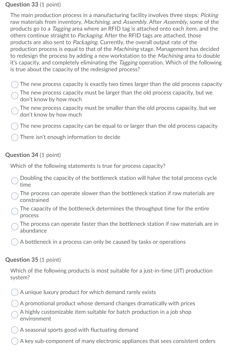 Question 33 (1 point) The main production process