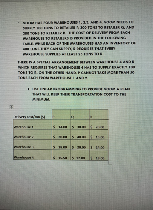 use excel please and explain as you go a bit VOOM