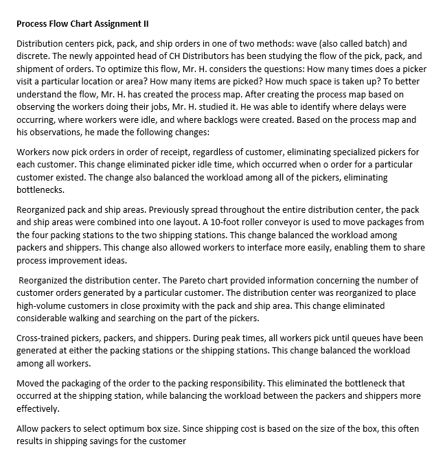Process Flow Chart Assignment II Distribution