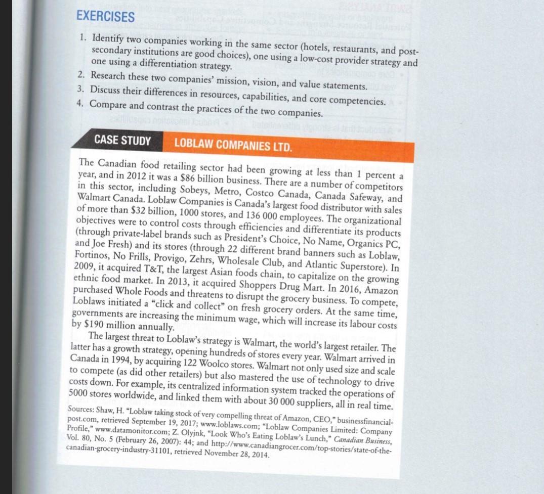 EXERCISES 1. Identify two companies working in