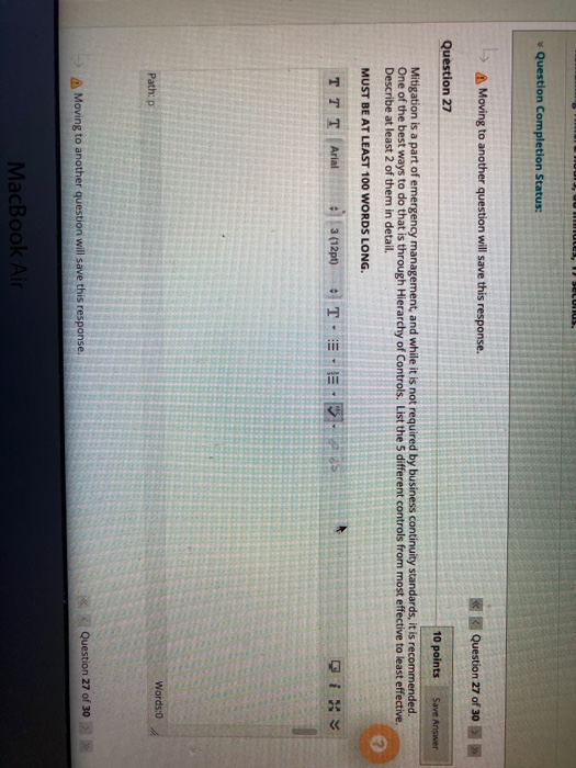 Question Completion Status: A Moving to another