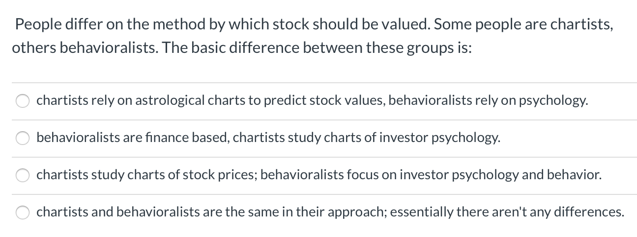 People differ on the method by which stock should