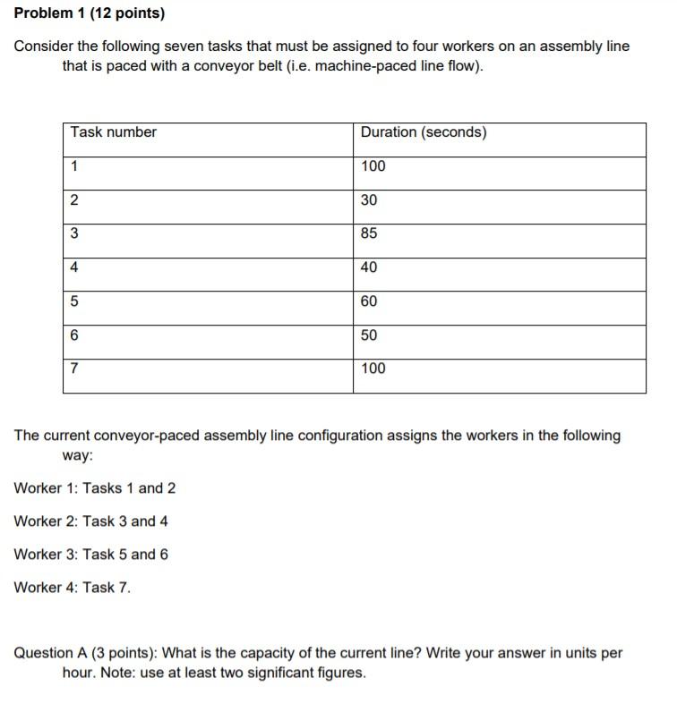 Problem 1 (12 points) Consider the following
