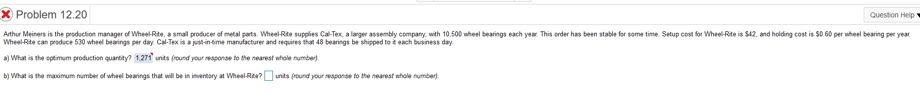 X Problem 12.20 Question Help Arthur Meiners is