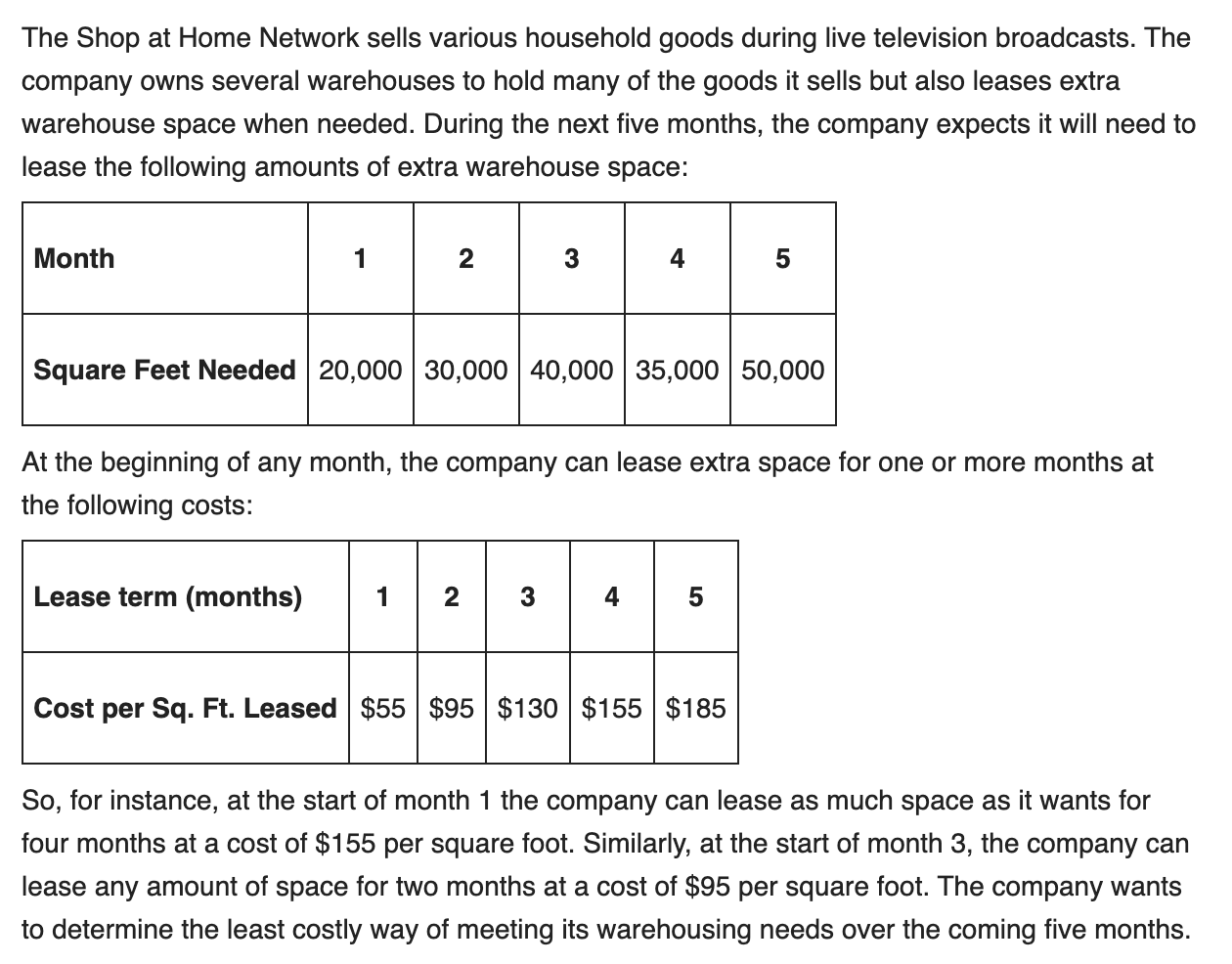 1. formulate a LP model for this problem 2. fill