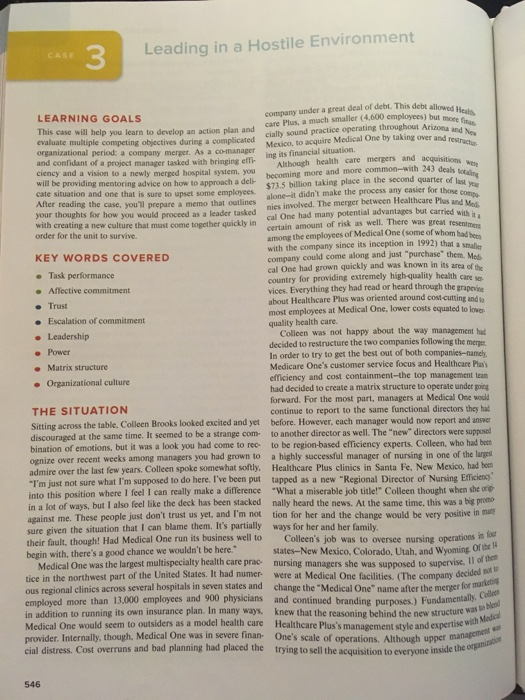 CASE 3 Leading in a Hostile Environment ployees)