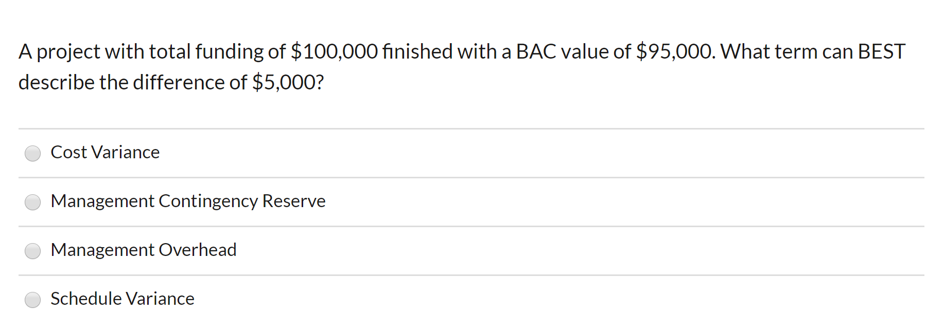 A project with total funding of $100,000 finished