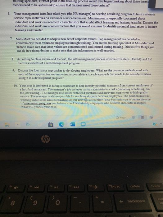 training Specialist at what pomt in the training