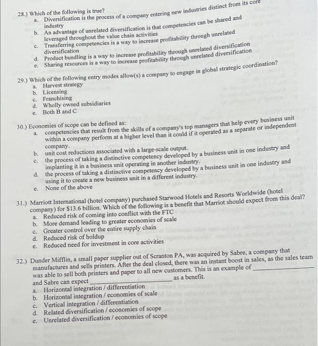 c. company. c. 28.) Which of the following is