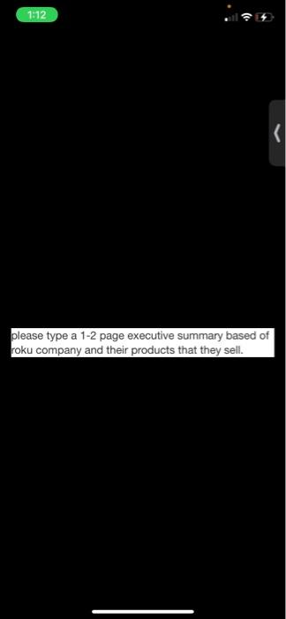 1:12 { please type a 1-2 page executive summary