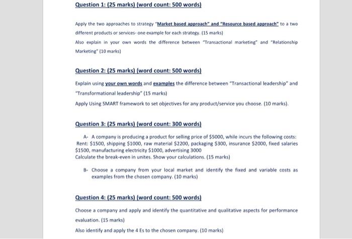 Question 1: (25 marks) (word count: 500 words)