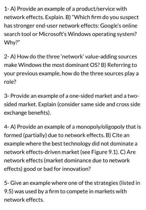 1- A) Provide an example of a product/service