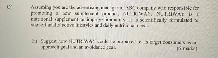 Assuming you are the advertising manager of ABC