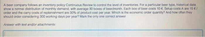 the course is Supply Chain Managment. A beer