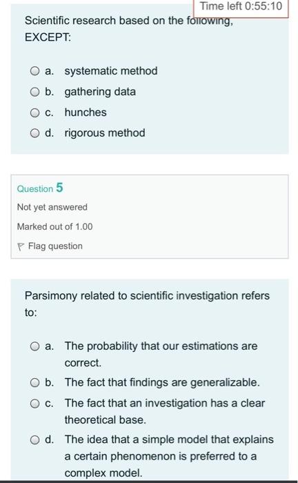 Time left 0:55:10 Scientific research based on