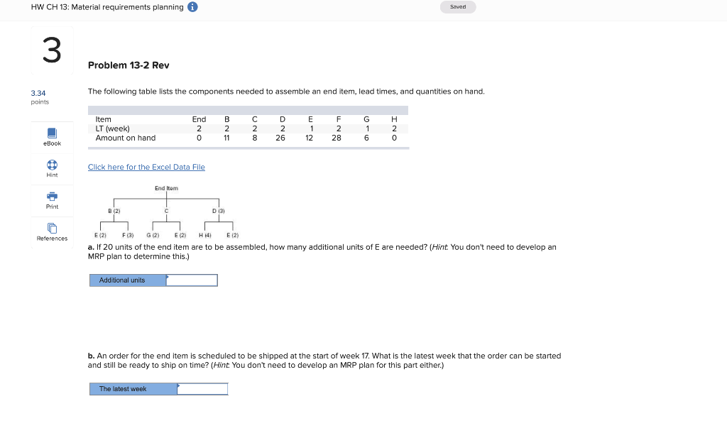 HW CH 13: Material requirements planning i Saved