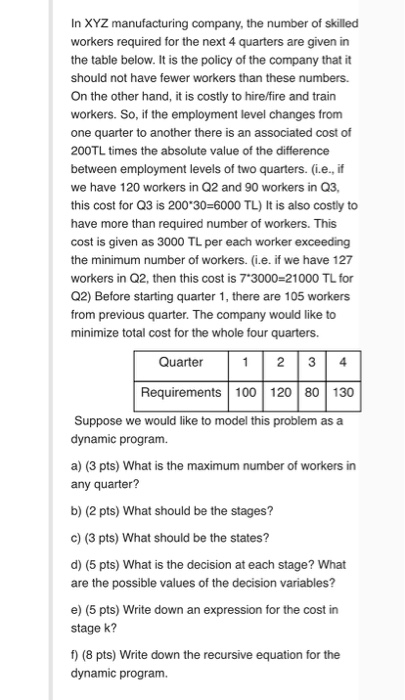 In XYZ manufacturing company, the number of