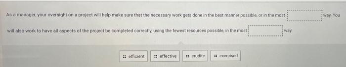 As a mantager, your oversight on a project will