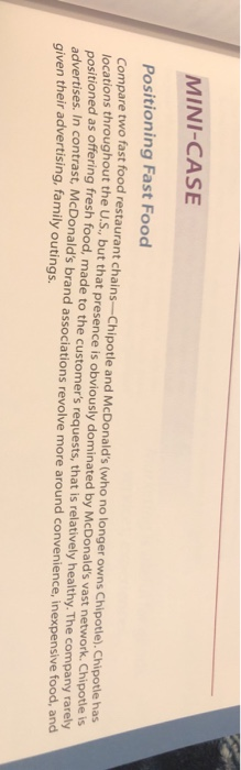 Mini Case fast food comparison MINI-CASE