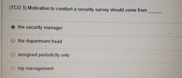 (TCO 3) Motivation to conduct a security survey
